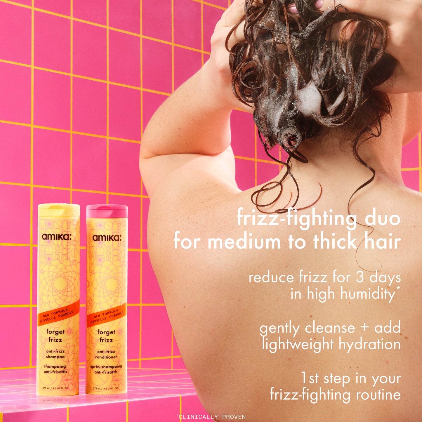 Amika Forget Frizz Shampoo – 72-Hour Frizz Control 275 ml
