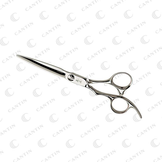 TSURU MASSUGU 5.8" LEFT-HANDED SCISSORS — professional hairdressing shear, full side view on a plain white background