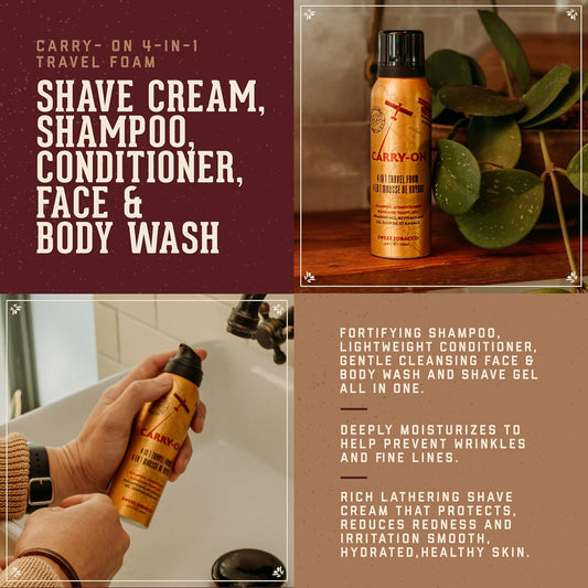 18.21 Man Made Carry-On 4-in-1 Travel Foam — 4-in-1 shave cream, shampoo, conditioner and wash features