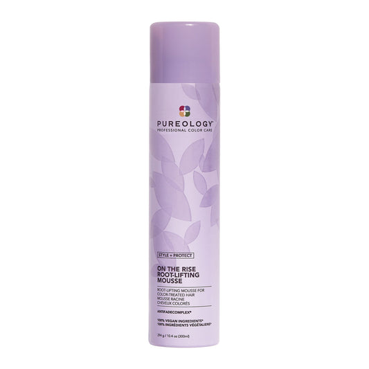 Pureology Style + Protect On the Rise Root-Lift Mousse — lilac 294 g aerosol can, front label, plain white background