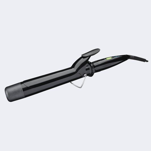 Avanti FreePlay tourmaline and ceramic 1¼" cordless curling iron AFR125SC — black barrel with spring clamp, side view