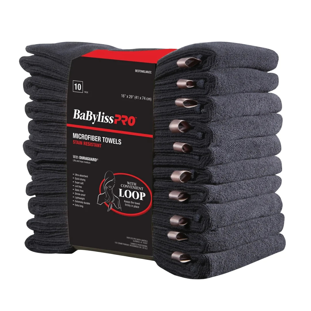 Microfiber towels, 16" x 29". Black. 10/pack | ProCare Outlet | ProHair.ca