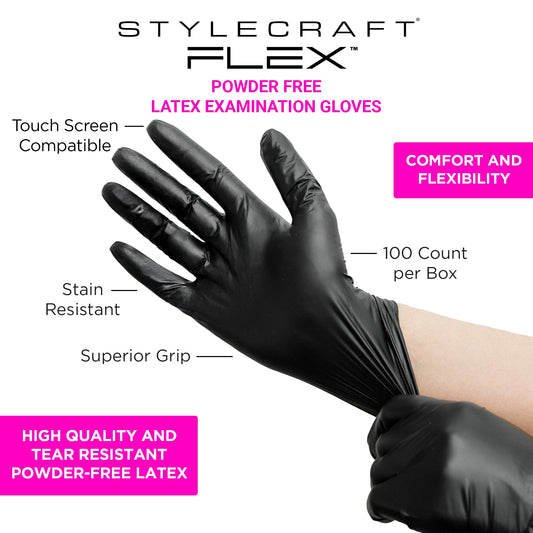StyleCraft FLEX - Professional Latex Gloves - 100 Count – L