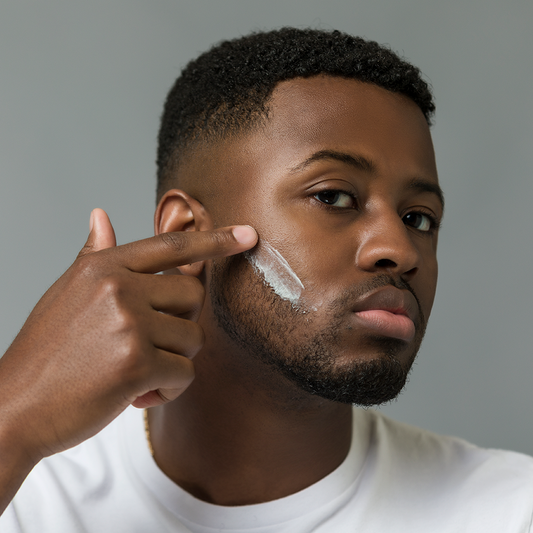 Johnny B Shave Cream — model lifestyle shot, current Johnny B livery