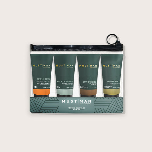 Must Man Professional Wash & Style Travel Kit – Four 50 ml Grooming Essentials