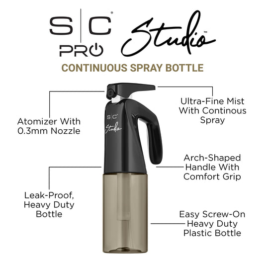 StyleCraft Studio – Continuous Spray Bottle 6.8 Fl Oz – Professional