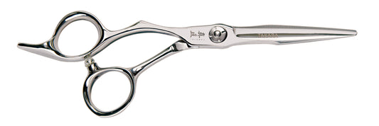 Takara Massugu 5.75" left-handed hairdressing shear — full side profile, mirrored left-hand handle, engraved Massugu kanji mark, plain white background