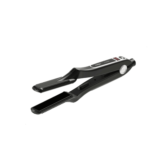 CROC titanium 1½" flat iron TNC15RBB in black — plates open, side view on white
