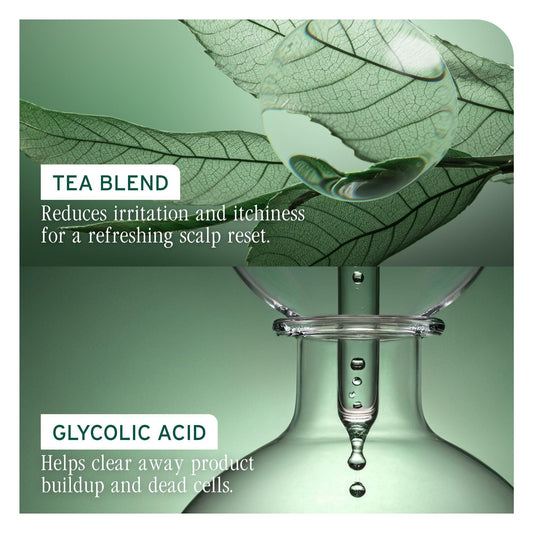 Tea blend and glycolic acid ingredient macro for Biolage Scalp Sync