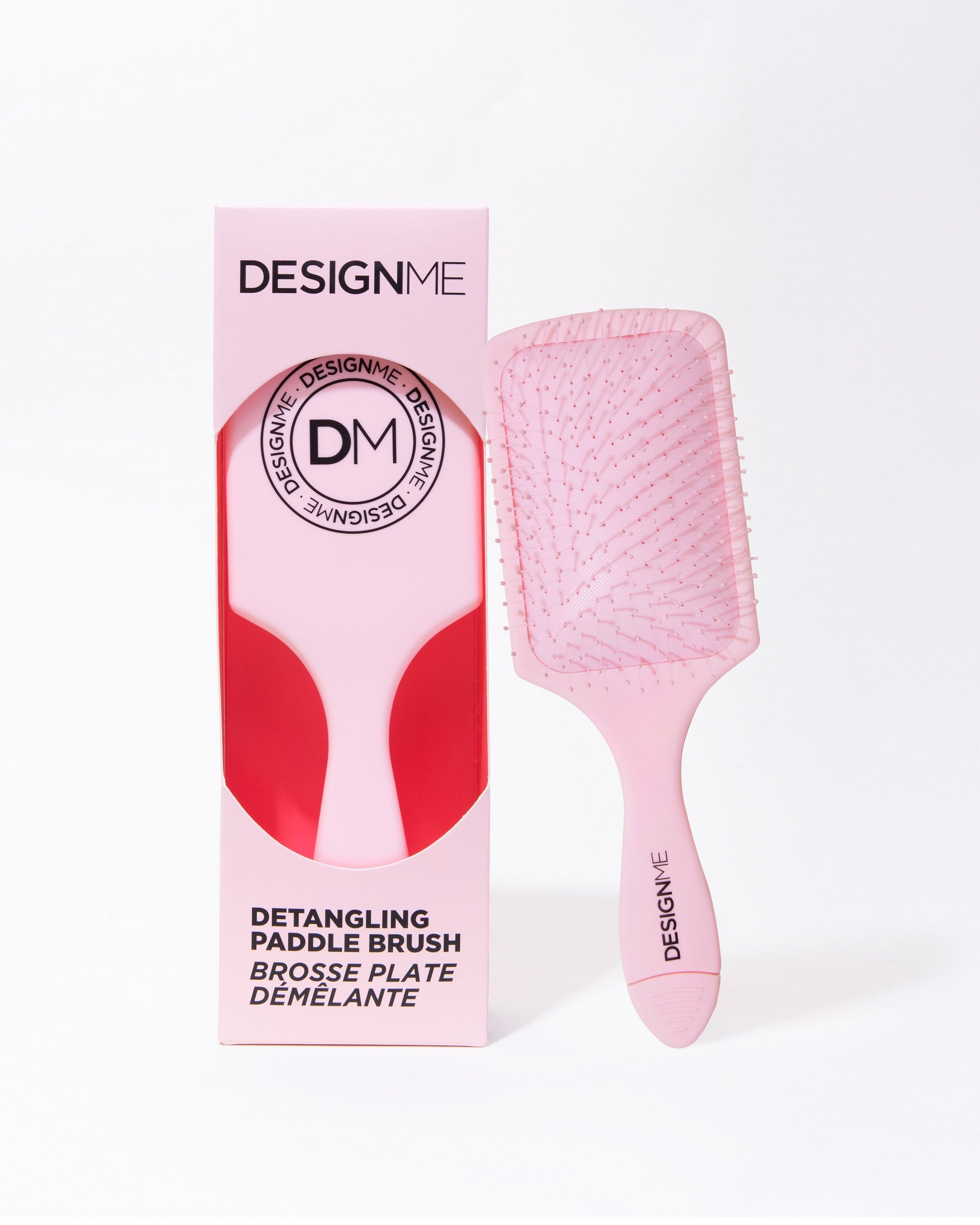 Design.Me Detangling Paddle Brush – Flexible Bristles with Built-In Bristle Cleaner