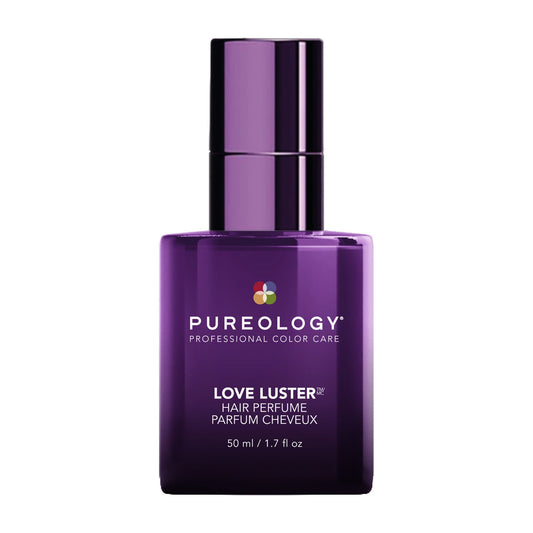Pureology Love Luster Hydrating Hair Perfume — purple 50 ml / 1.7 fl oz glass bottle, front label, plain white background