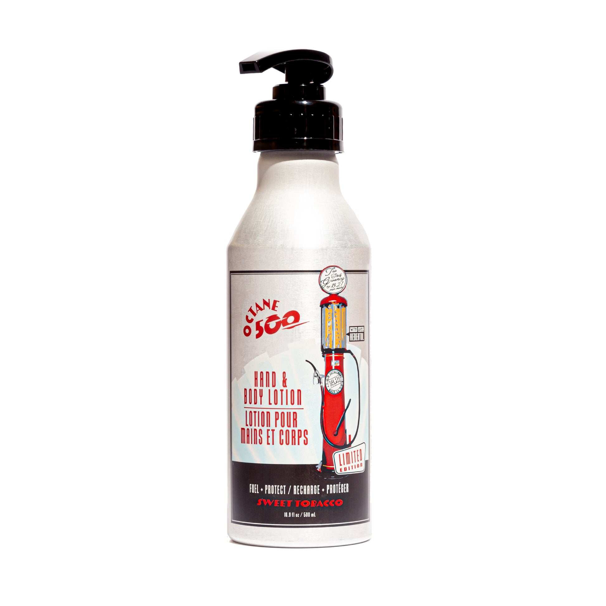 18.21 Man Made Octane 500 Hand & Body Lotion — Sweet Tobacco 500 ml pump bottle, official packshot