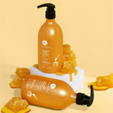 Luseta Beauty Manuka Honey Shampoo & Conditioner Duo - matching 16.9 fl oz / 500 ml shampoo and conditioner pair with honeycomb