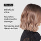 L'Oréal Professionnel Blondifier Rinse Treatment — official benefit card: enhances shine, nourishes and smooths damage, for blonde and bleached hair
