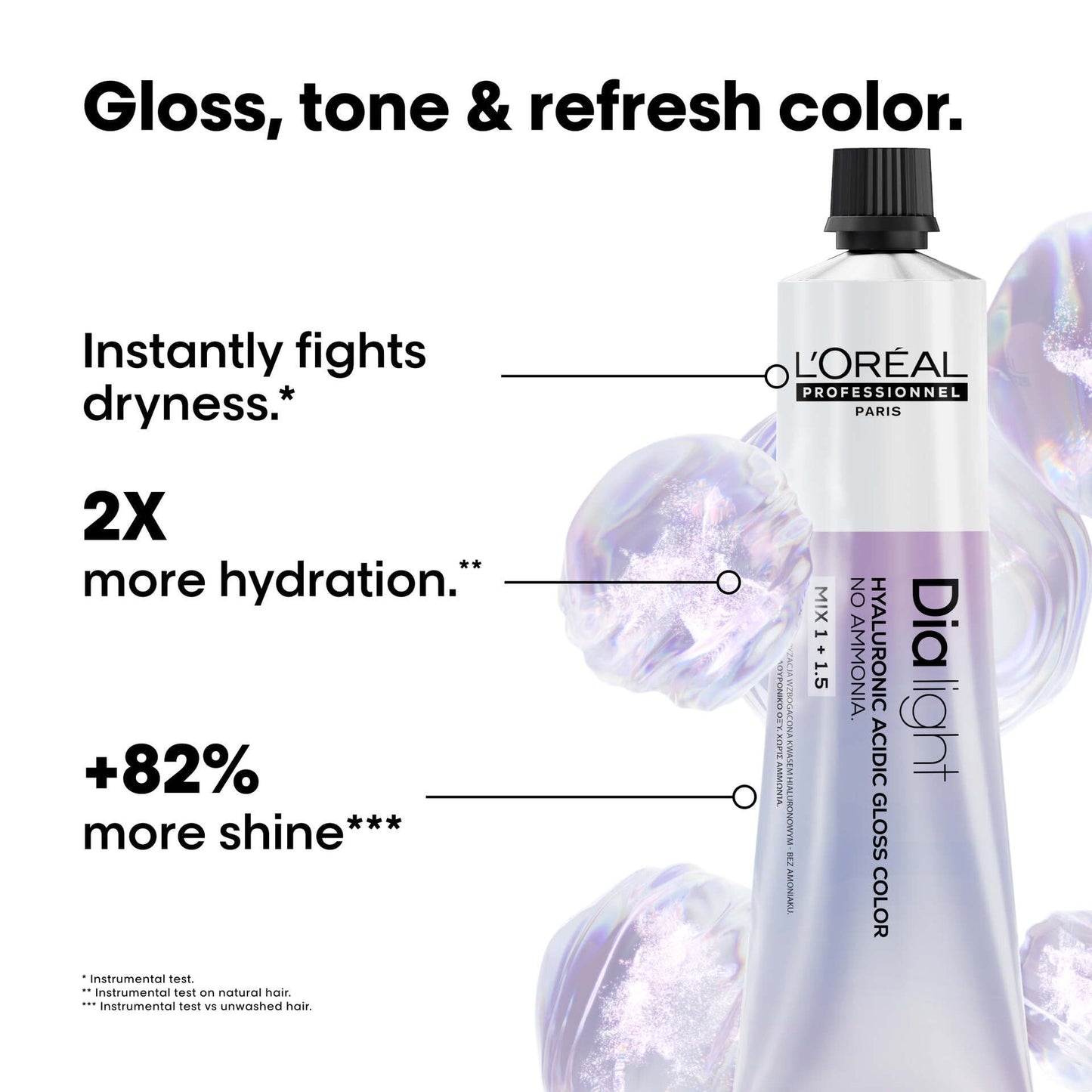 L'Oréal Professionnel Dia Light Booster – Pure Reflect Concentrates for Demi-Permanent Gloss — brand claim panel (2)