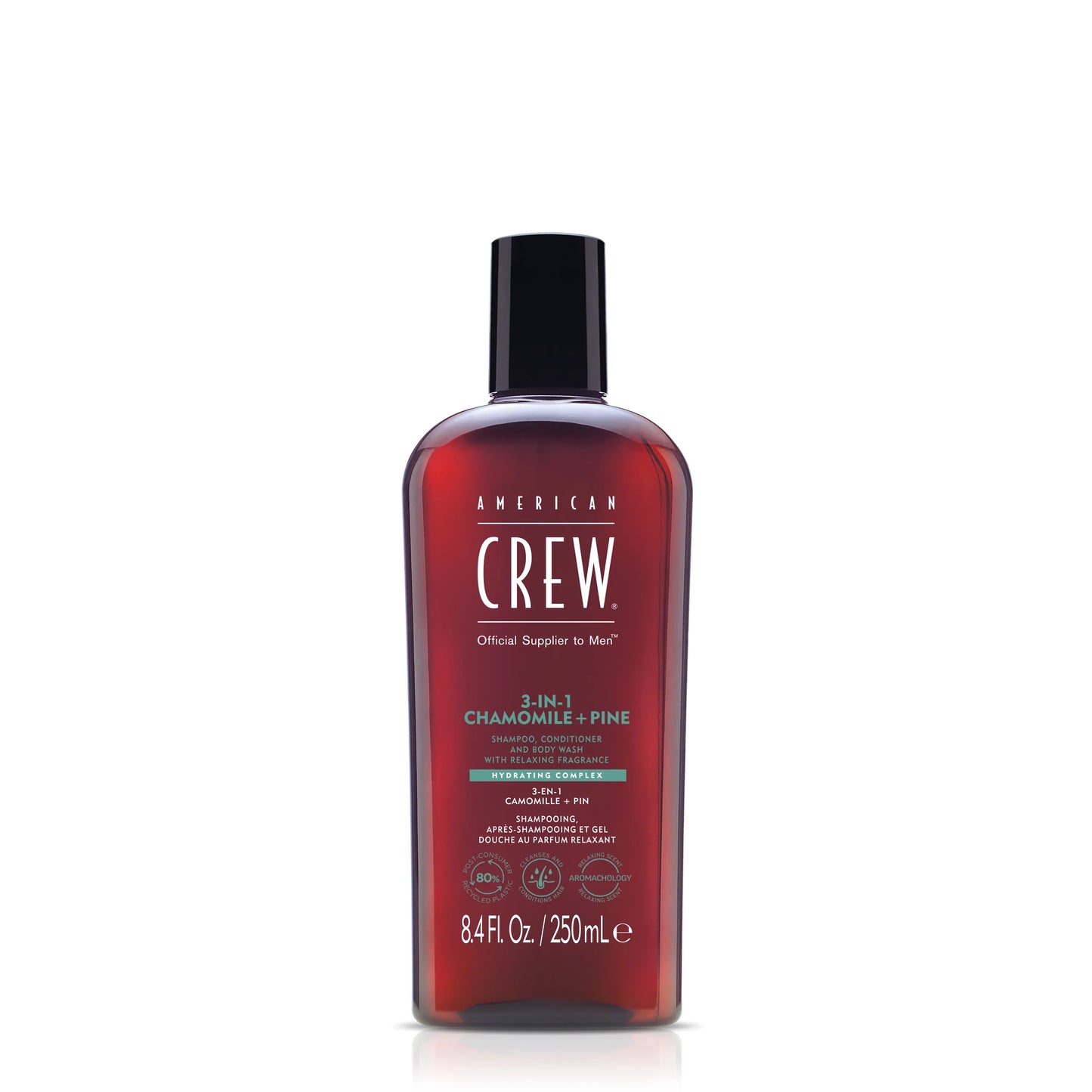 American Crew 3-in-1 Chamomile + Pine shampoo, conditioner and body wash 250 ml bottle