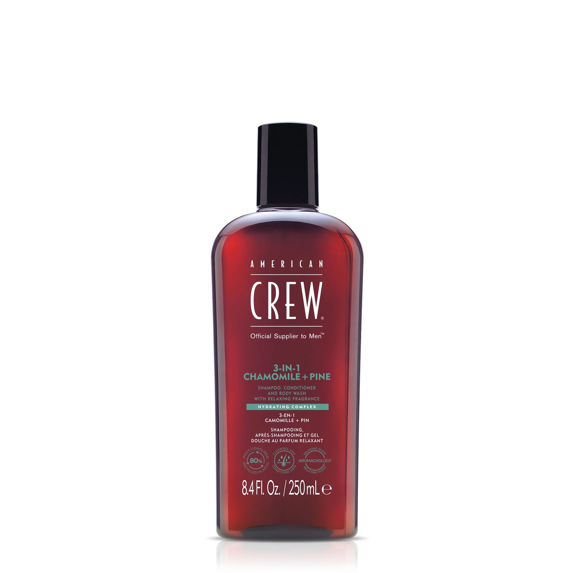 American Crew 3-in-1 Chamomile + Pine shampoo, conditioner and body wash 250 ml bottle