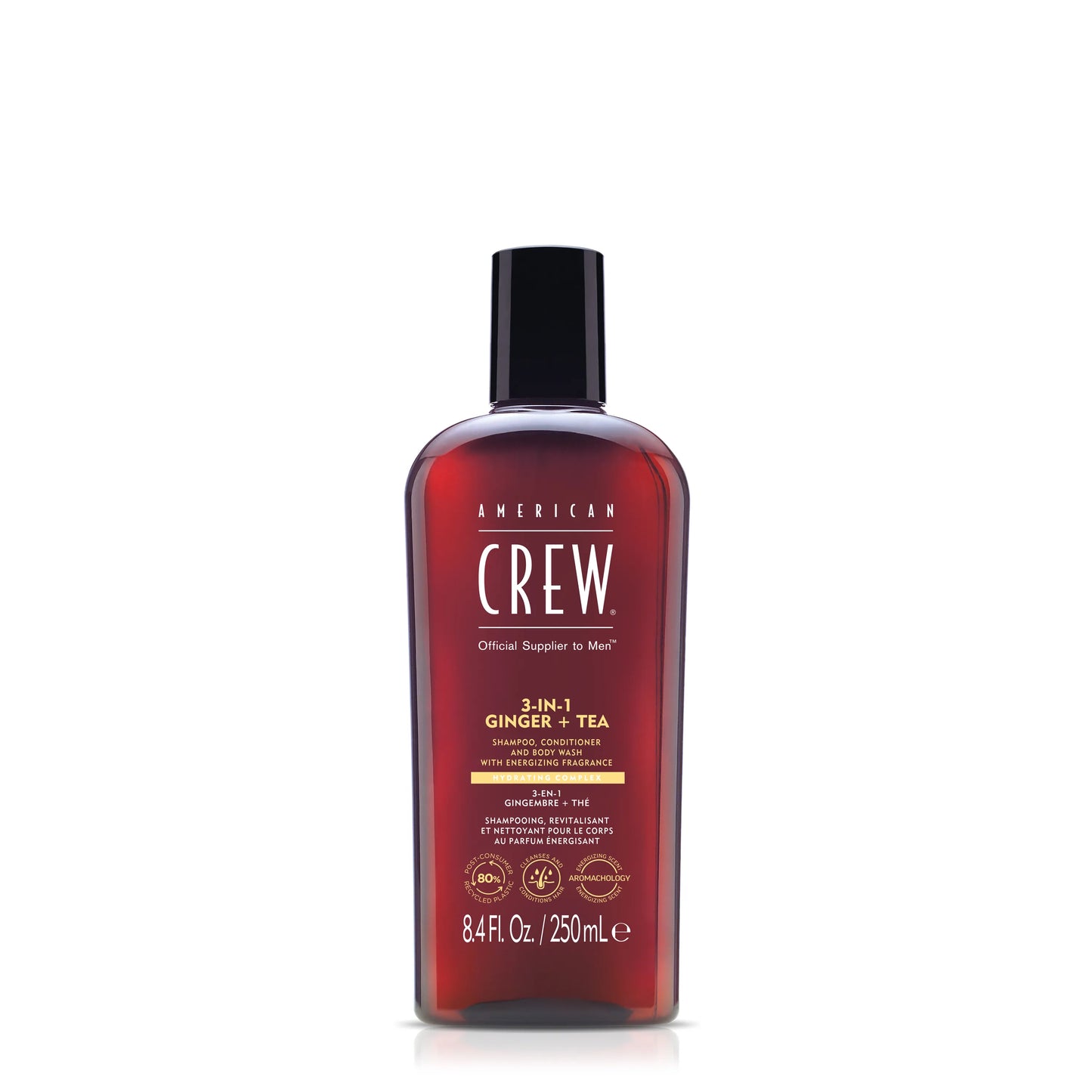 American Crew 3-in-1 Ginger + Tea shampoo, conditioner and body wash 250 ml bottle