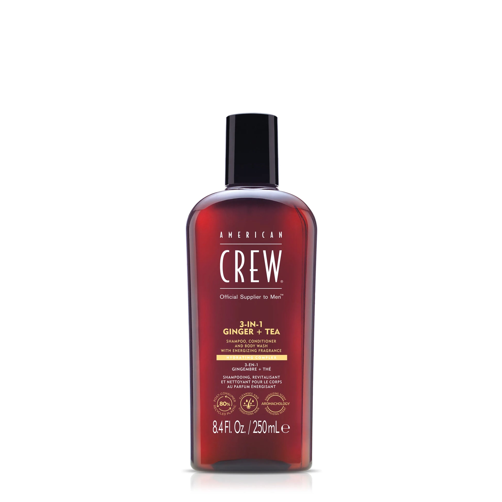 American Crew 3-in-1 Ginger + Tea shampoo, conditioner and body wash 250 ml bottle