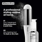 L'Oréal Professionnel Steampod Protective Smoothing Serum — official card showing the serum used with the Steampod straightener as a professional at-home styling routine