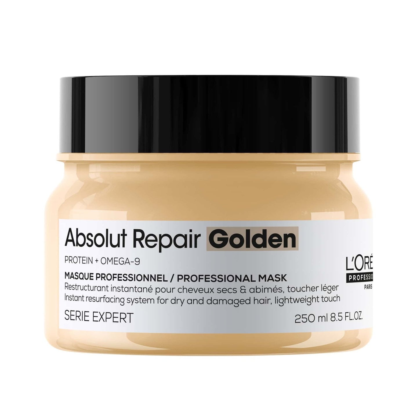 L'Oréal Professionnel Absolut Repair Shampoo & Mask Duo — official packshot of the 250 ml Absolut Repair Golden professional mask jar included in the duo