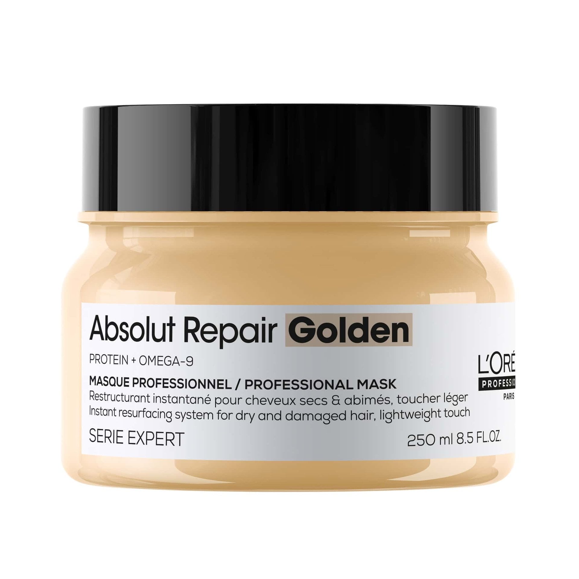 L'Oréal Professionnel Absolut Repair Shampoo & Mask Duo — official packshot of the 250 ml Absolut Repair Golden professional mask jar included in the duo