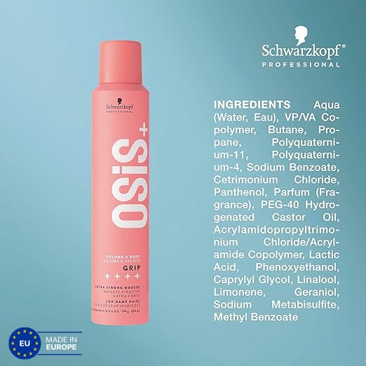 OSiS+ Grip – 200ml Extra Strong Mousse for Long-Lasting Volume & Style Control