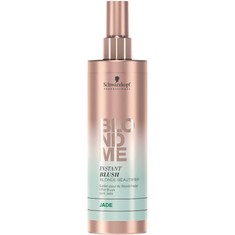 BLONDME Instant Blush Jade — 250 ml spray bottle front, Jade shade band