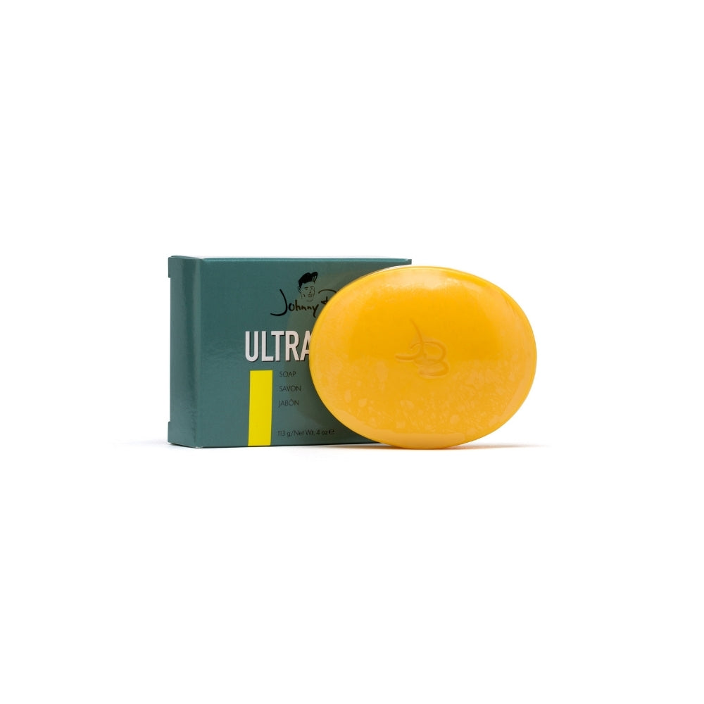 Johnny B Ultra Soap Bar — soap bar with box, white background