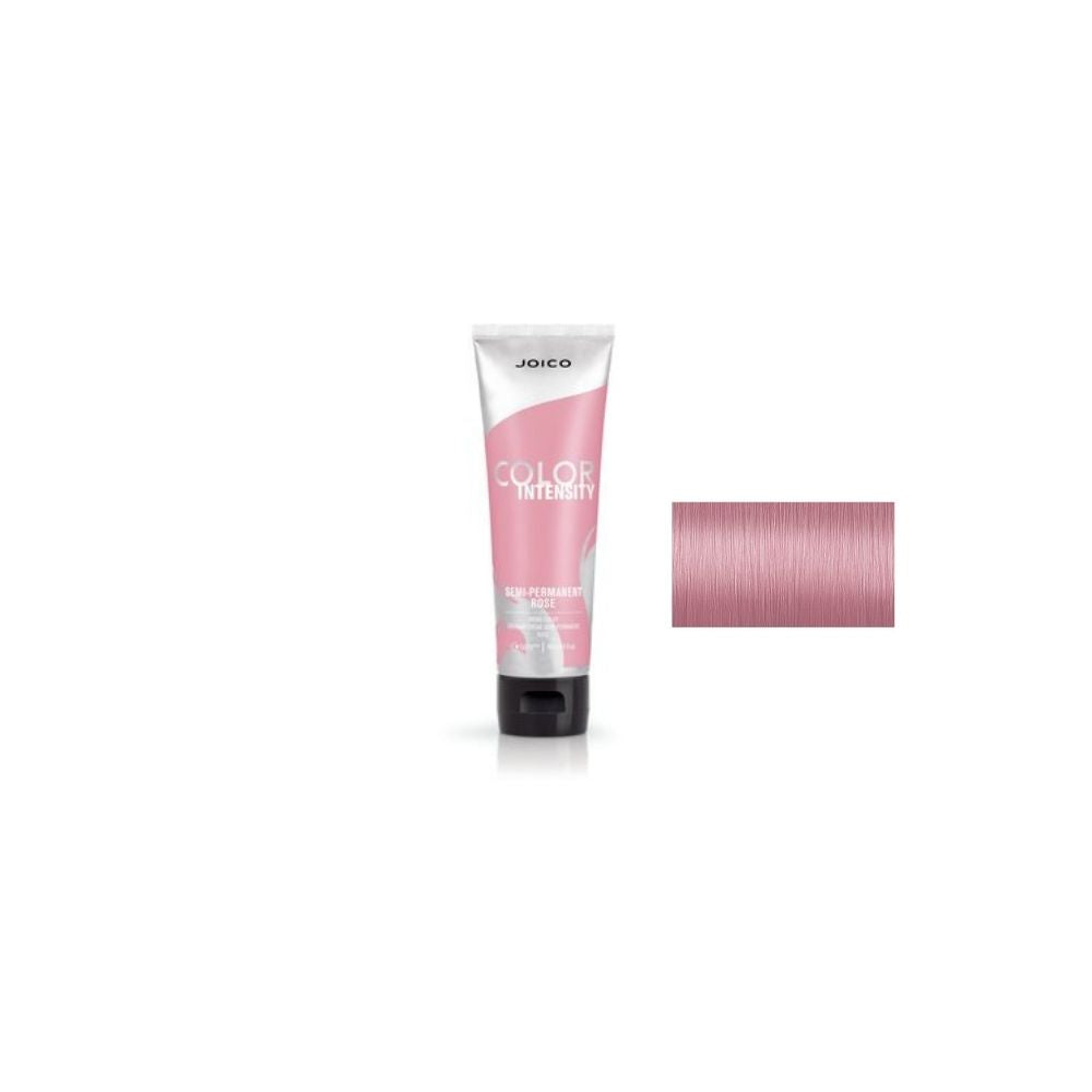 Joico Color Intensity Semi-Permanent Hair Color — Rose (listed as Pastel Pink), 118 ml tube with its hair swatch, plain white background