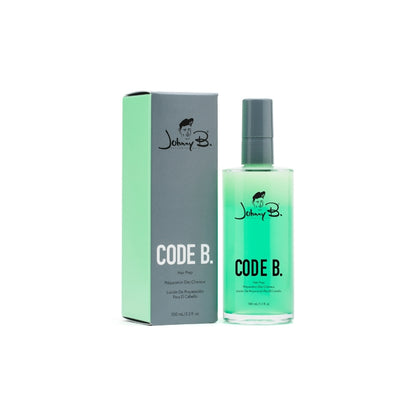 Johnny B Code B Hair Prep — 100 ml bottle with box, white background