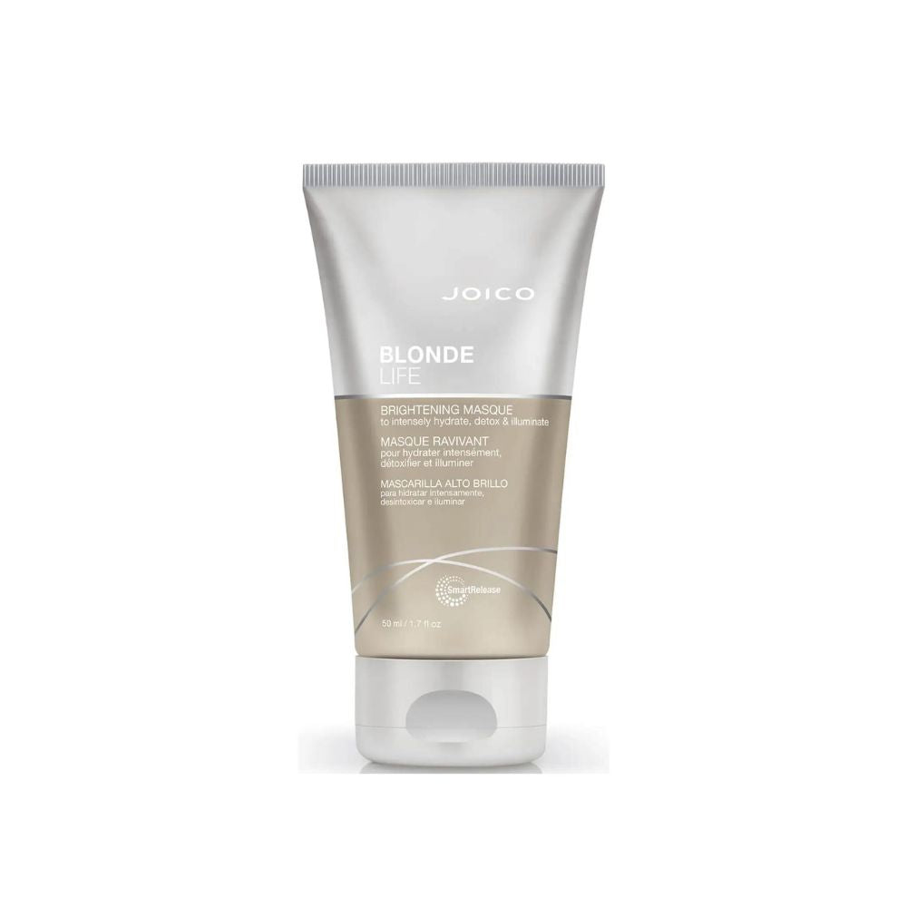 Joico Blonde Life Brightening Masque — 50 ml travel jar, front label, plain white background