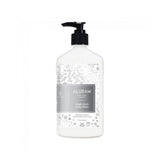 Aluram Sugar Plum Body Lotion — 532 ml pump bottle, silver-grey patterned seasonal label, plain white background