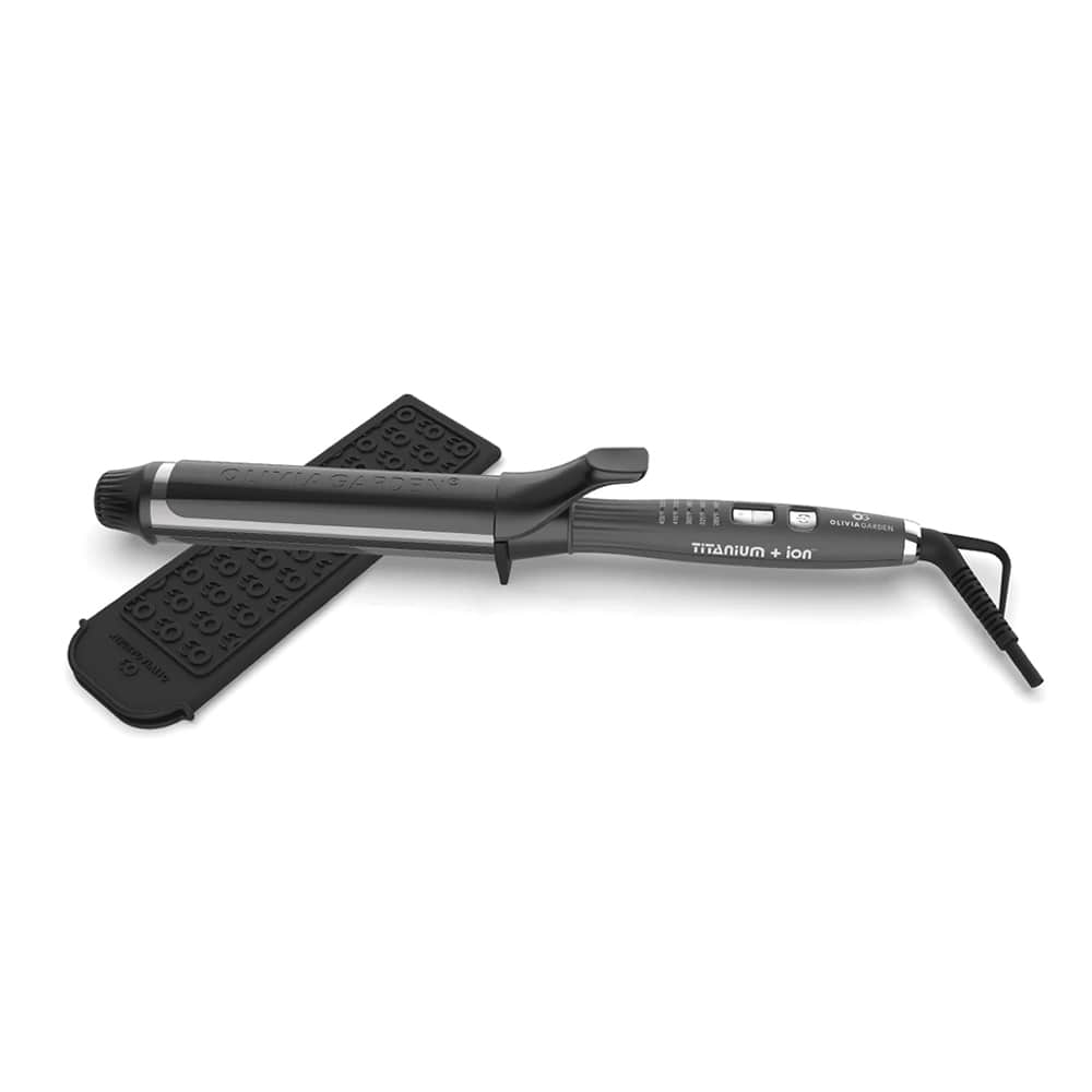 Olivia Garden Curling iron includes heat-resistant mat and brush