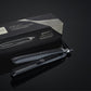 GHD Platinum+ black hair straightener with its box