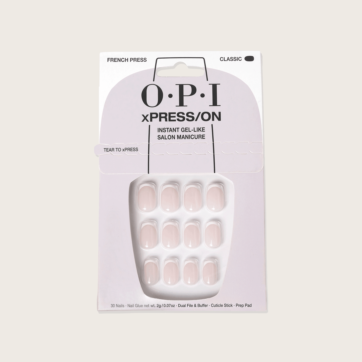 OPI xPRESS/ON Reusable Press-On Nails – French Press  Gel Effect AN025S