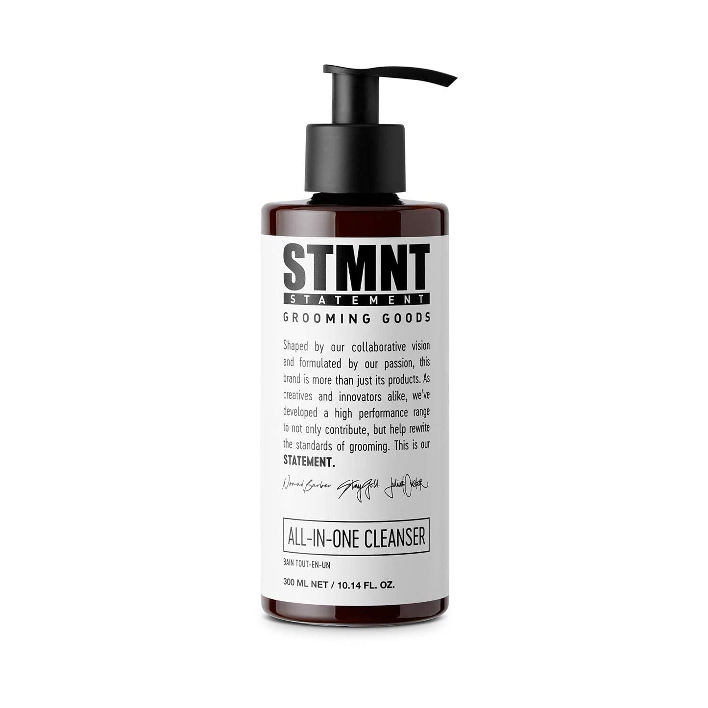 STMNT All-In-One Cleanser 300ml — 750 ml pump bottle, angled view