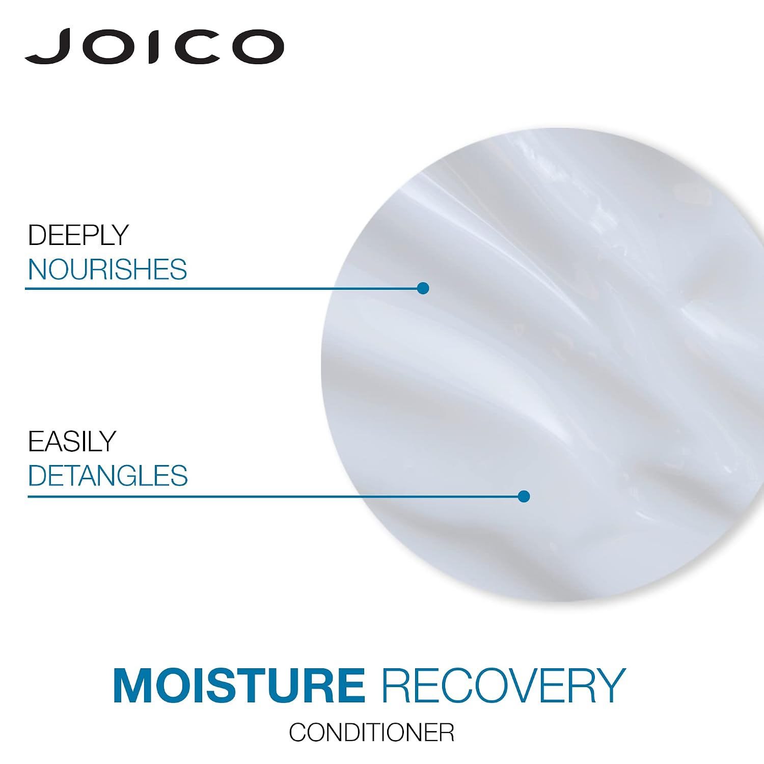 Joico Moisture Recovery Shampoo & Conditioner Duo — conditioner texture swatch — deeply nourishes, easily detangles