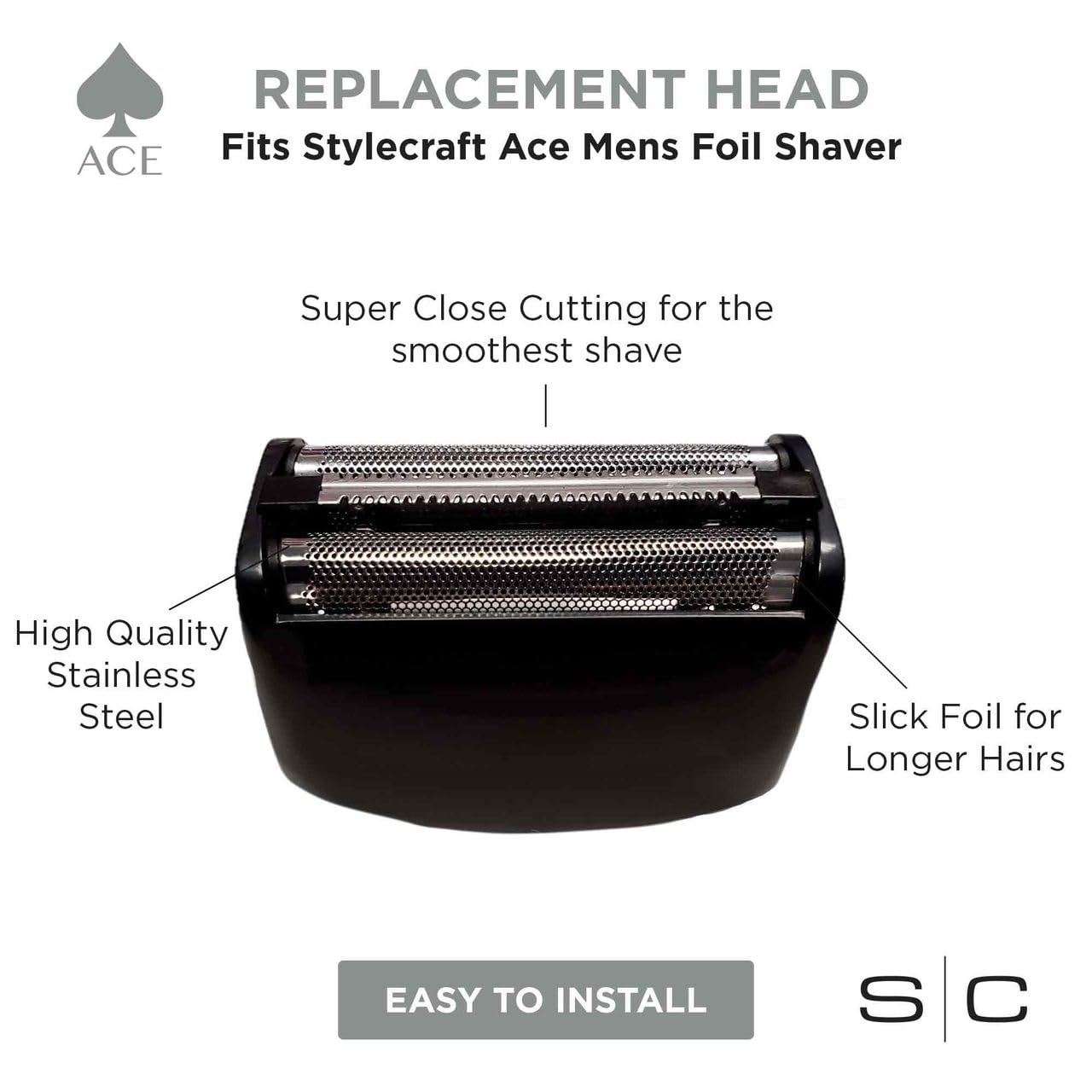 StyleCraft Stainless Steel Slick Foil for the Ace Waterproof Triple Foil Shaver – Professional