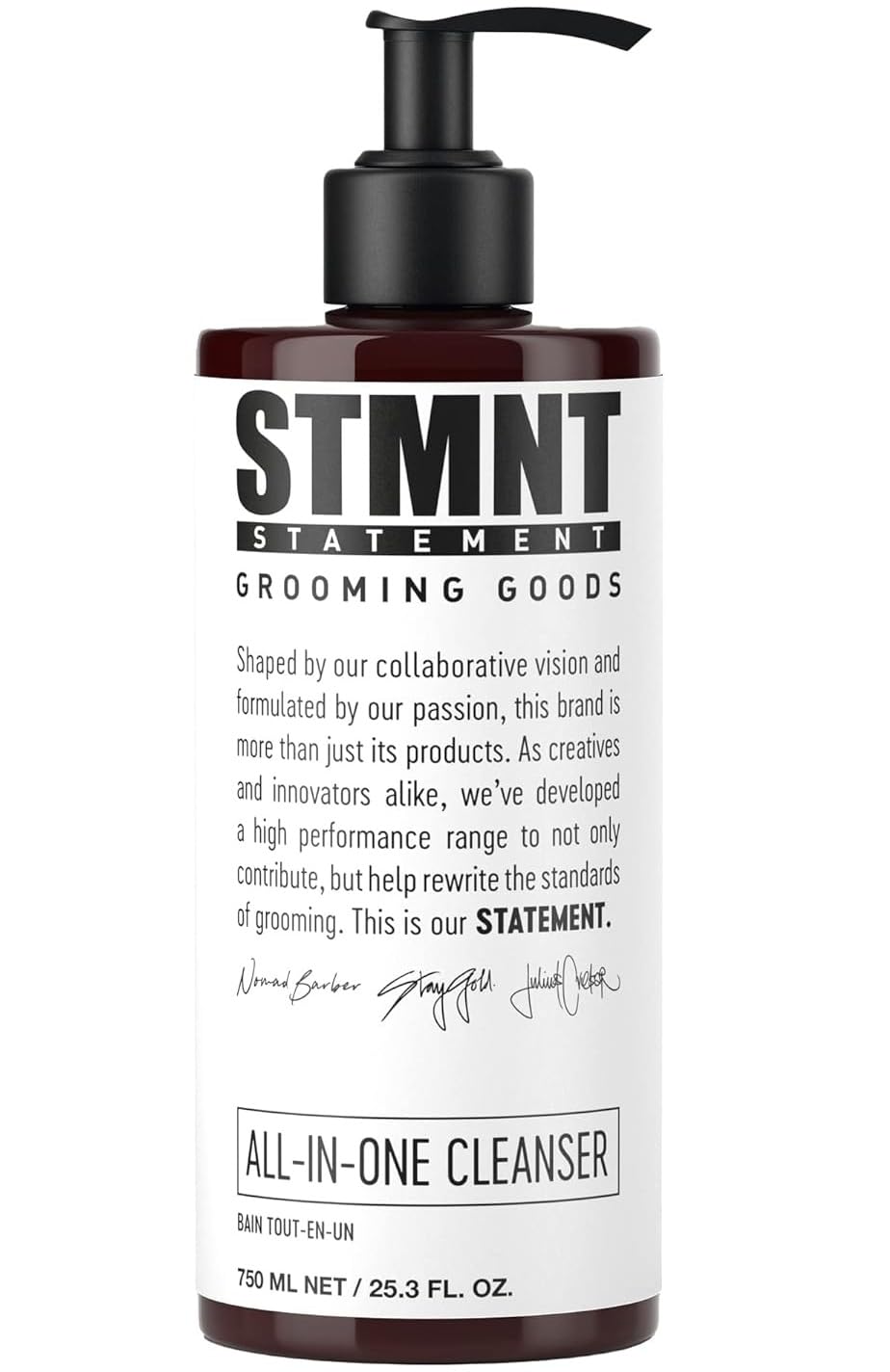 STMNT All-In-One Cleanser 300ml — 750 ml pump bottle, front label