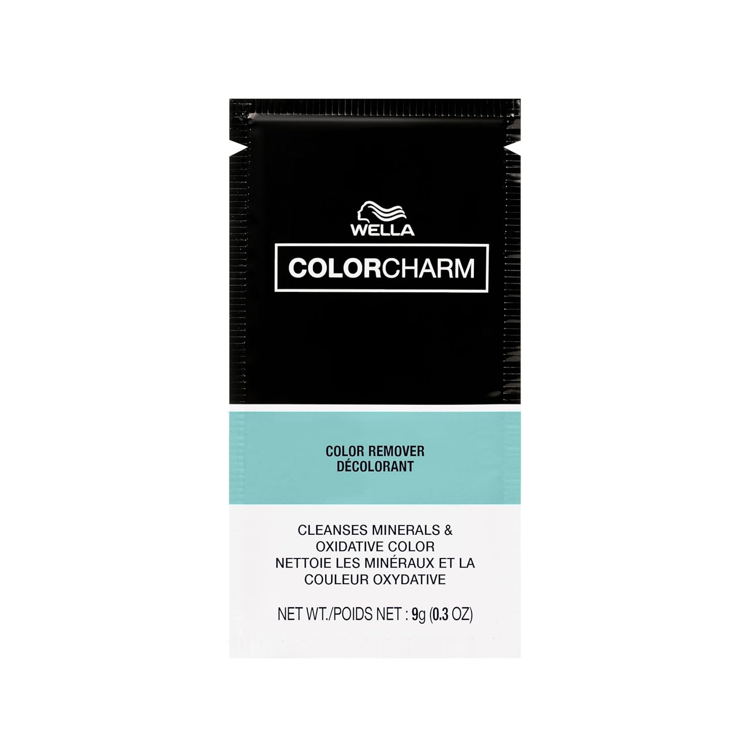 Wella Color Charm Colour Remover sachet — net weight 9 g, cleanses minerals and oxidative colour