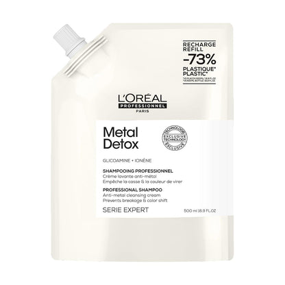 L'Oréal Professionnel Metal Detox Anti-Metal Cleansing Cream Shampoo — 500 ml RECHARGE / REFILL eco-pouch, minus 73% plastic, front label