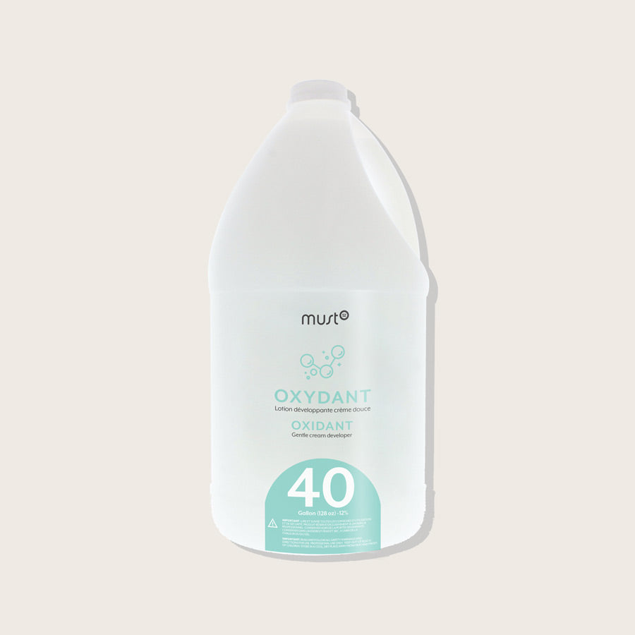 Must52 Peroxide Cream Developer Gallon — 40 Volume 3.78 L jug, teal label, plain background