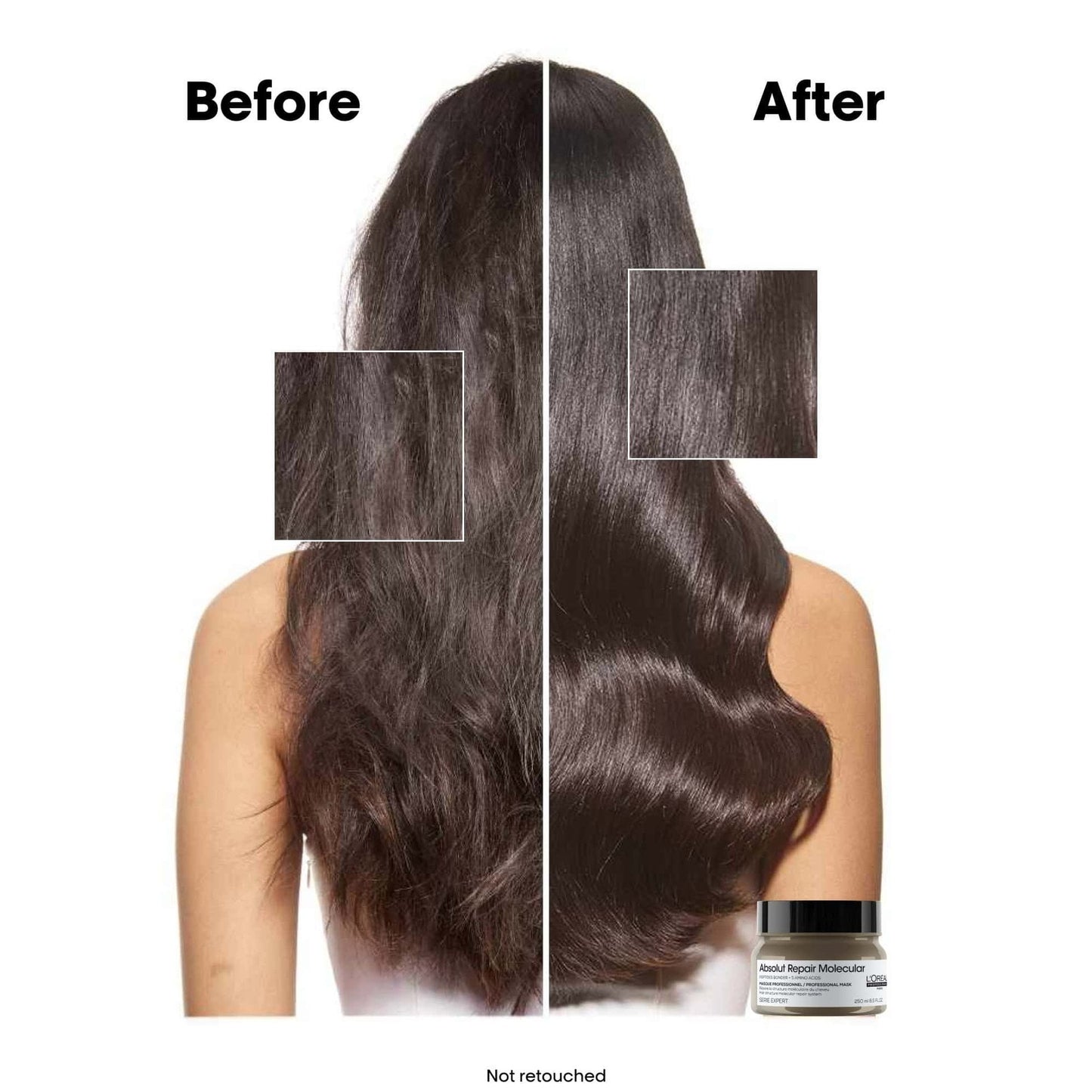 L'Oréal Professionnel Absolut Repair Molecular Salon Duo — official before-and-after result on damaged hair
