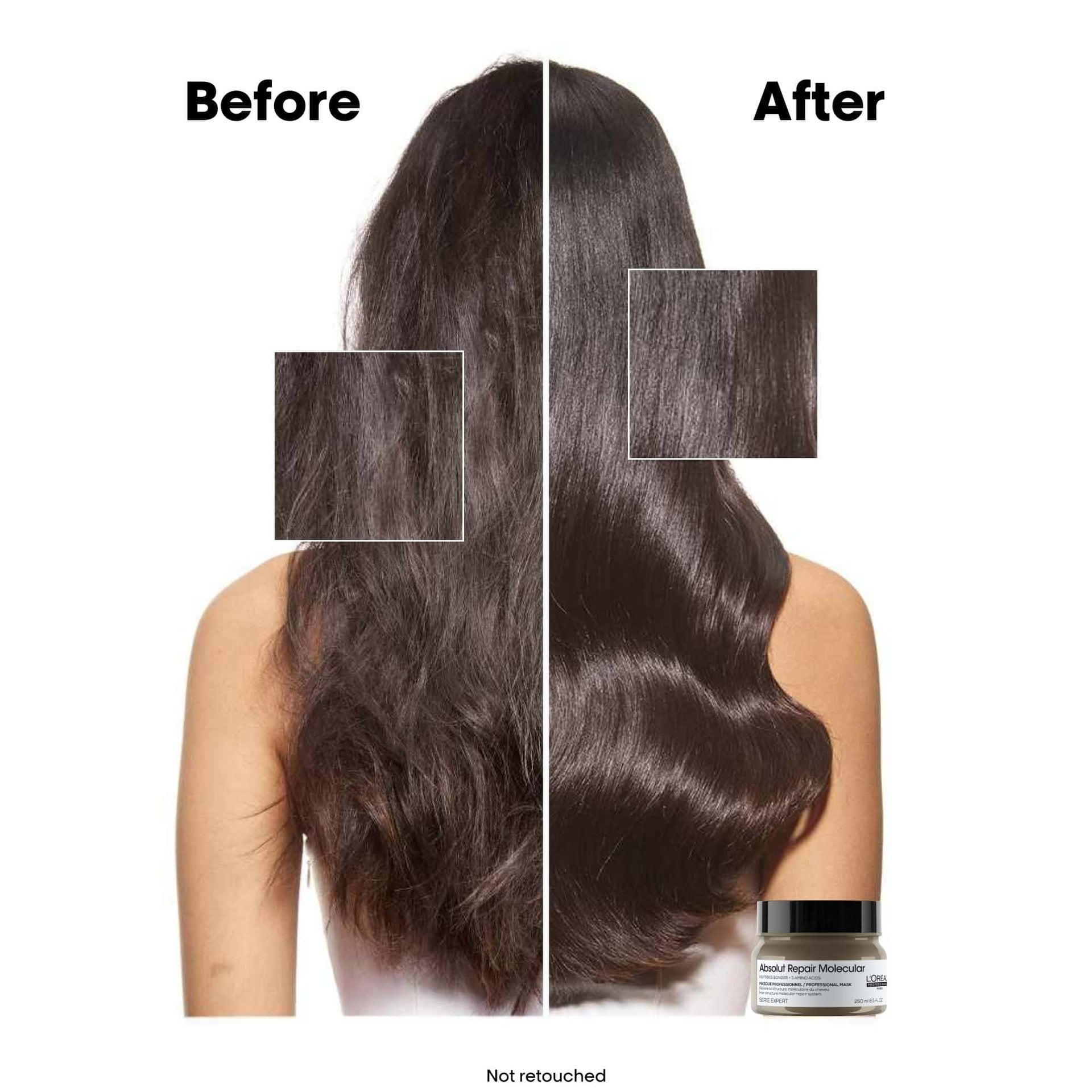 L'Oréal Professionnel Absolut Repair Molecular Salon Duo — official before-and-after result on damaged hair