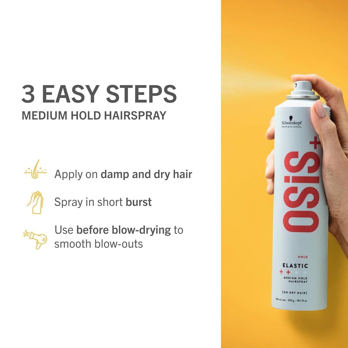 OSiS+ Elastic – Medium Hold Hairspray for Flexible, Natural-Looking Control