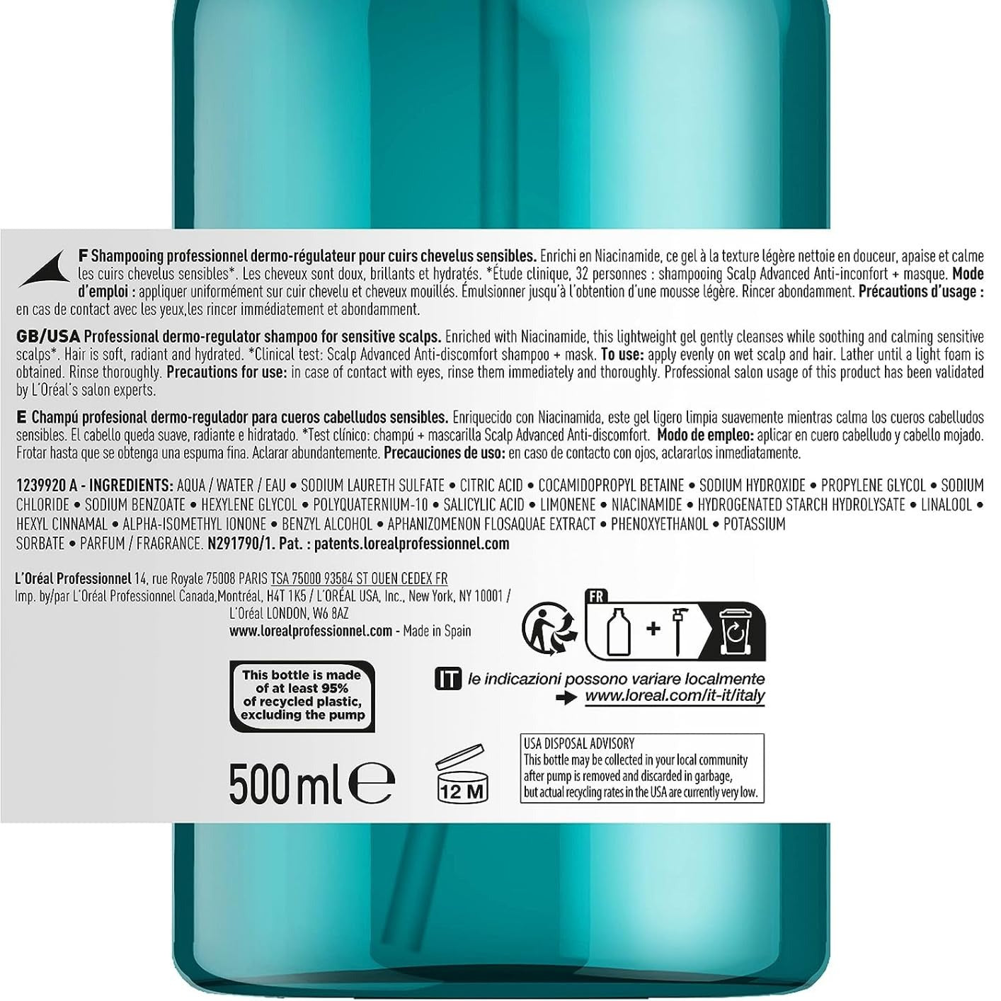 L'Oréal Professionnel Scalp Advanced Anti-Discomfort Shampoo for Sensitive Scalps
