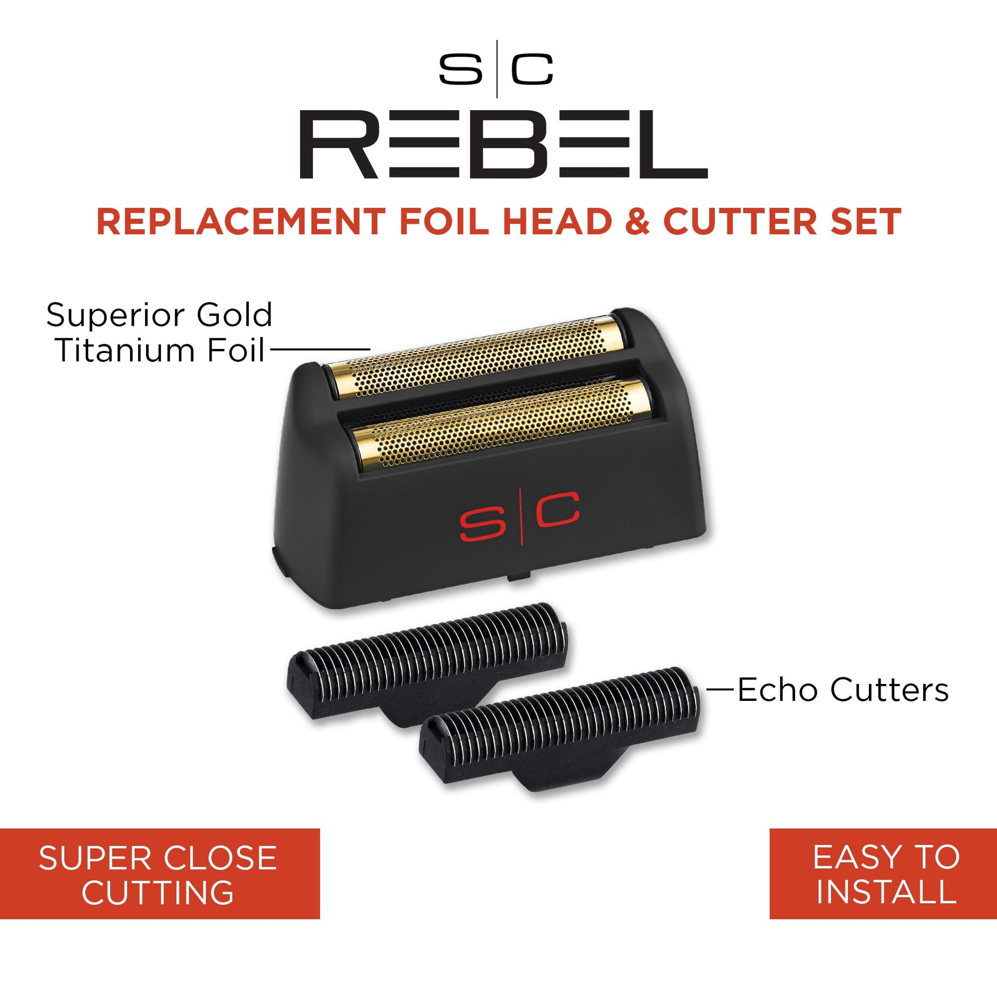 StyleCraft Gold Titanium Double Foil and Echo Cutters for Rebel Foil Shaver – Professional