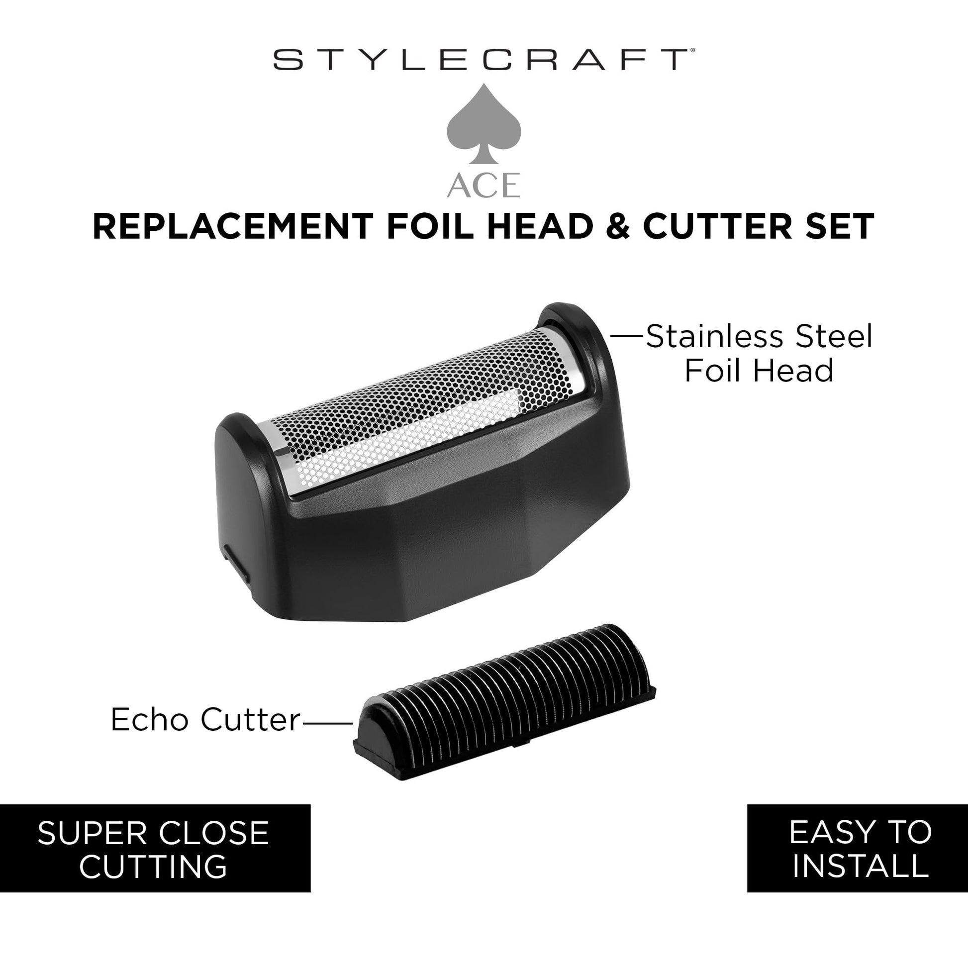StyleCraft Stainless Steel Single Foil and Echo Cutter for the Ace Single Foil Shaver – Professional