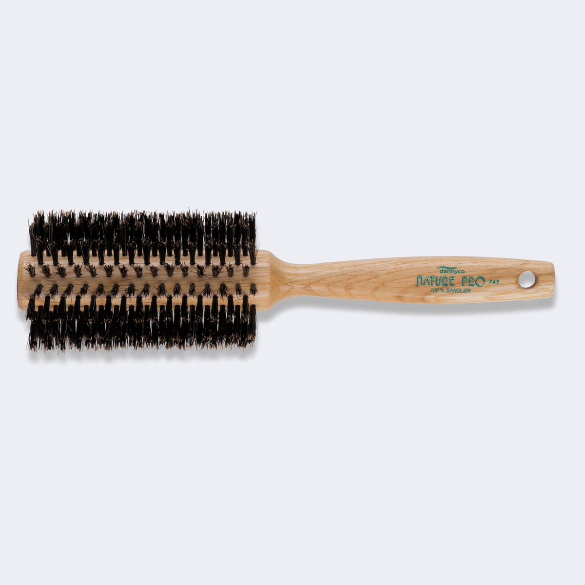 DANNYCO NATURE PRO CIRCULAR OAK WOOD BRUSH WITH BOAR BRISTLES, EXTRA-LARGE, SIXTEEN ROWS